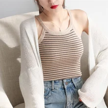 Подвесной жилет для лета, вязаный жилет без рукавов с ожерельем года с короткой чистой нижней курткой