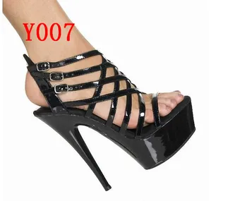 

2019 Womens Crystal 15CM High Heels Sandals Female Summer Ankle Strap Shoes High Platform Wedding Woman Shoes Plus Size 46