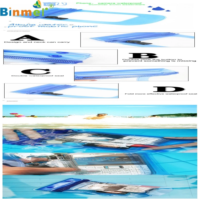 Binmer, Новая прозрачная водонепроницаемая сумка, сухой чехол, чехол для всех сотовых телефонов, камера, Mar4