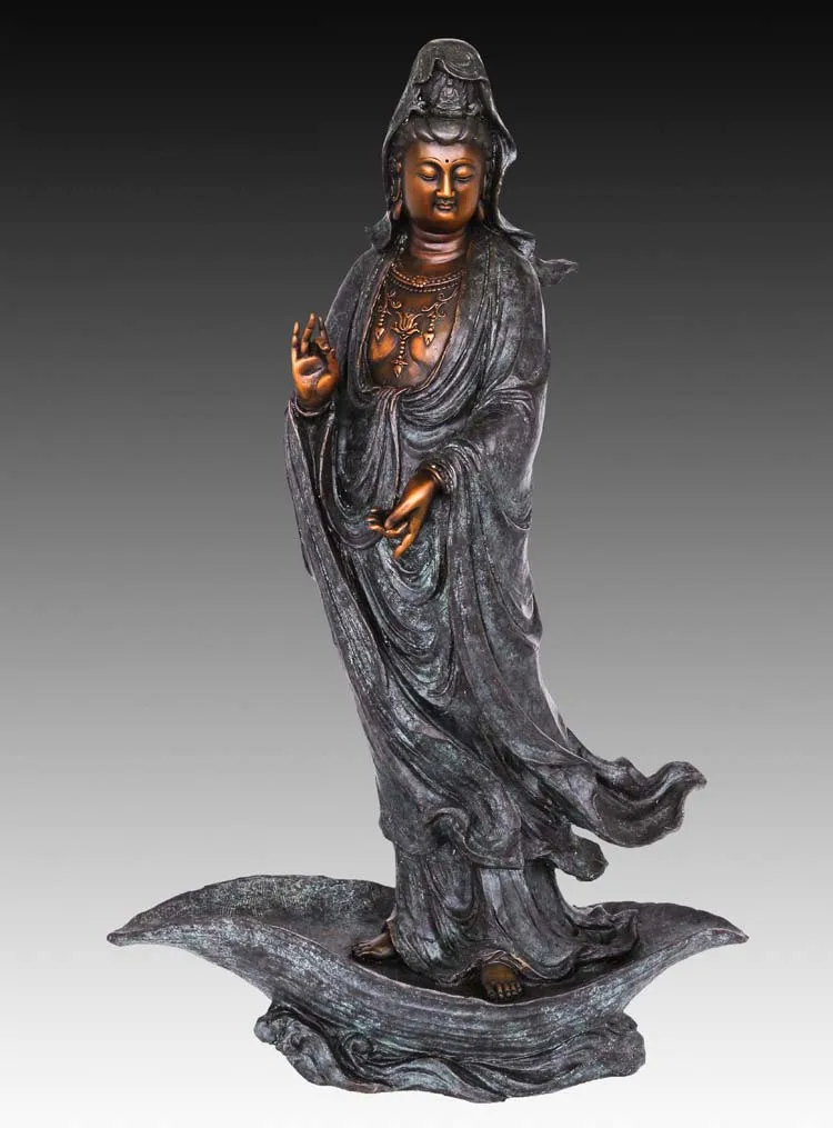 Большой Размеры бронзы статуя Будды Бронзовый Guanyin с изображением Будды и Гуаньинь храм украшения