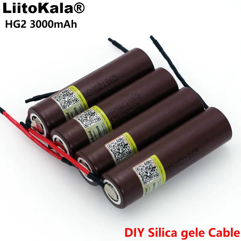 Liitokala HG2 18650 3000mAh аккумуляторная батарея 18650HG2 3,6 V разряда 20A, выделенные батареи+ DIY Силикагель кабель