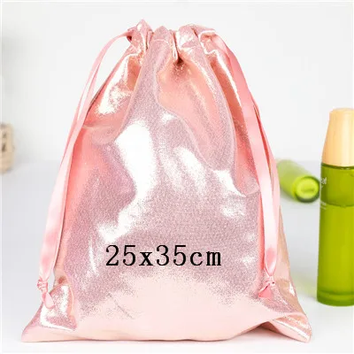 Big Size Soft PU Leather Sequin Pink Drawstring Pouch Bag /Wedding candy packing Drawstring Pouch - Цвет: Белый