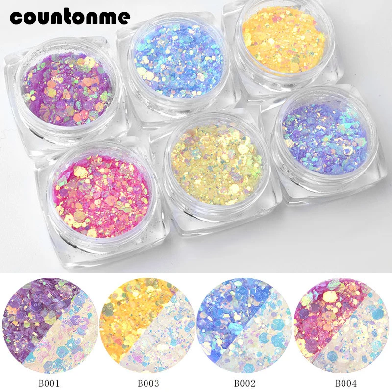 

Holographic Nail Glitter Sequins Spangles For UV Gel Polish Colorful Sparkly Manicure DIY Nail Art 3D Decoration Dust Stickers