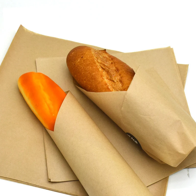

200pcs Kraft paper hamburger wrappers,Oil proof waterproof paper,Chicken roll packing,Three sizes are optional