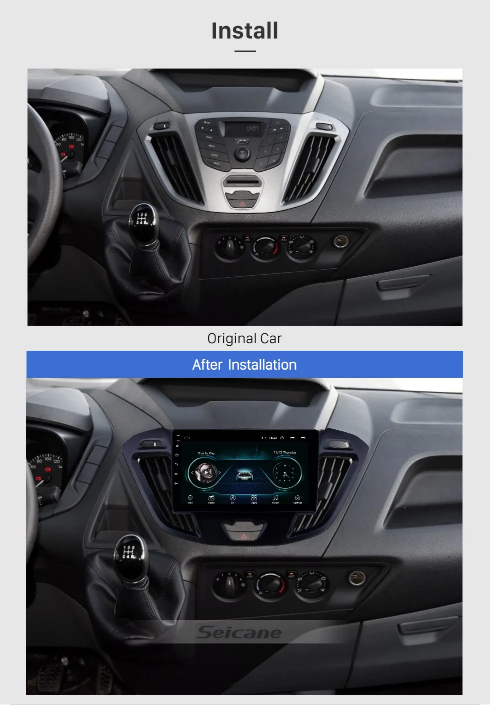 Sale Seicane 9 inch Android 8.1 for Ford JMC Tourneo Low Version 2017 2018 2019 Car GPS Navigation Radio Unit Player support TPMS DVR 1