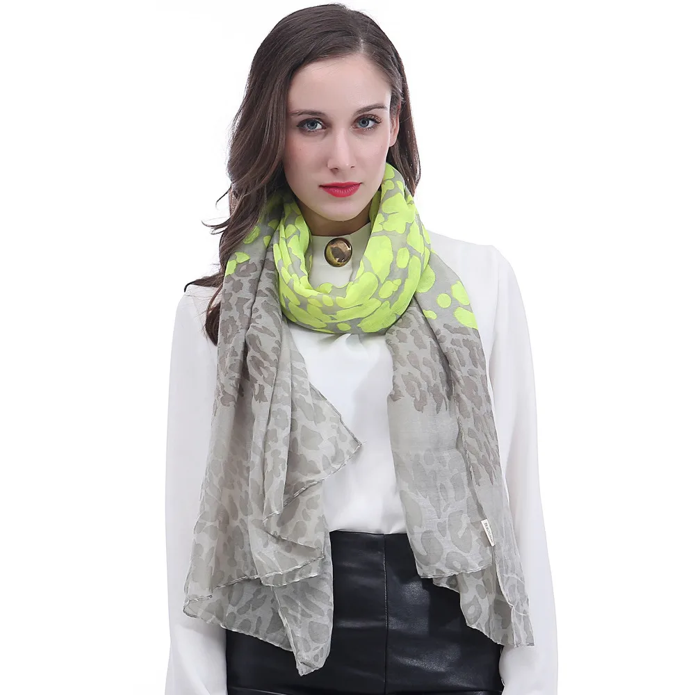 

Neon Leopard Print Scarf Shawl Wrap Soft Lightweight Large Size