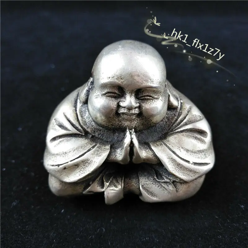 Collectible China Handwork Tibet Silver Carve Child Buddha Cute Statue Decor | Украшения и аксессуары
