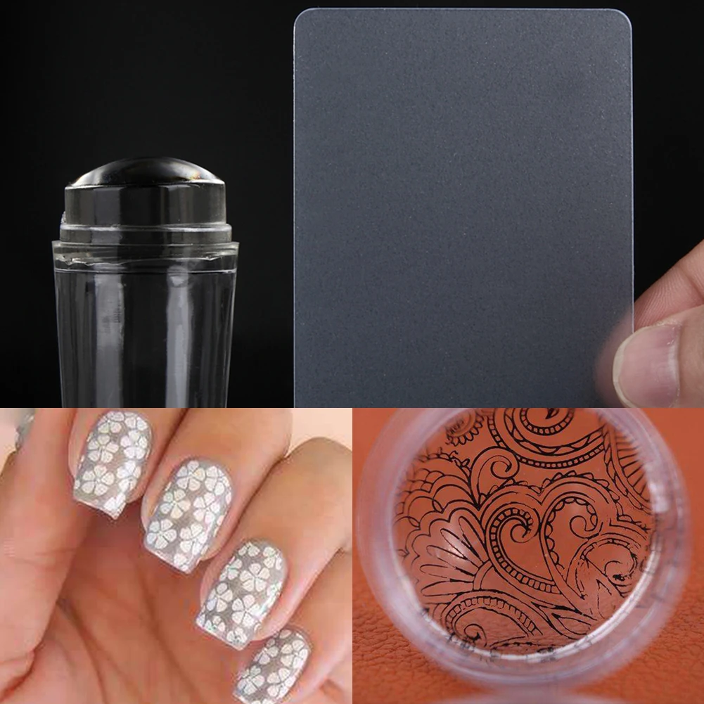 

2pcs/set New Design Pure Clear Nail Art Stamper Scraper Set 2.8cm Transparent Silicone Nail Stamp Nail Art Tools
