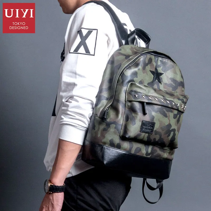 

UIYI Men Backpacks New Design PU Camouflage Bags Waterproof Backpack Fashion Travel Bag Casual Multifunctional Bag For Teenager