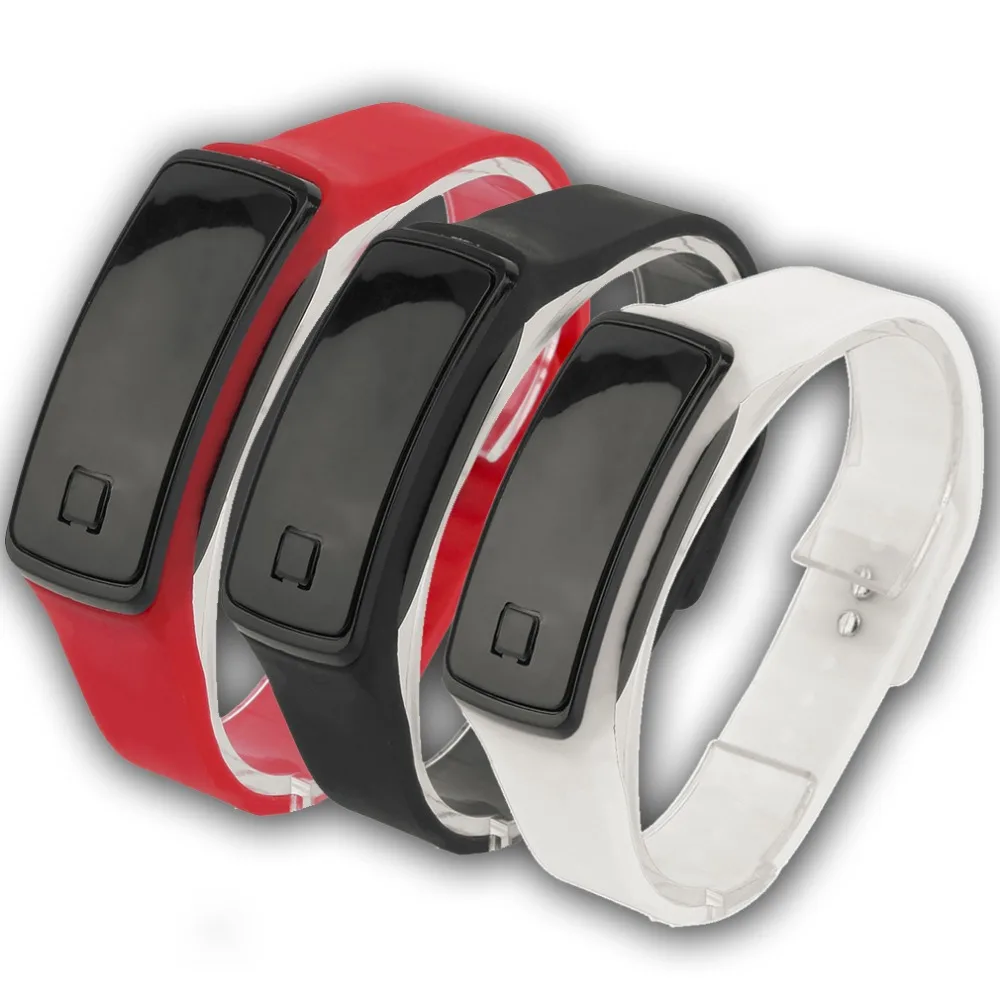 

2017 Super Lightweight LED Touch Design Sport Running Digital Bracelet Soft Silicone Smart Digital Wristaband White/Black/Red