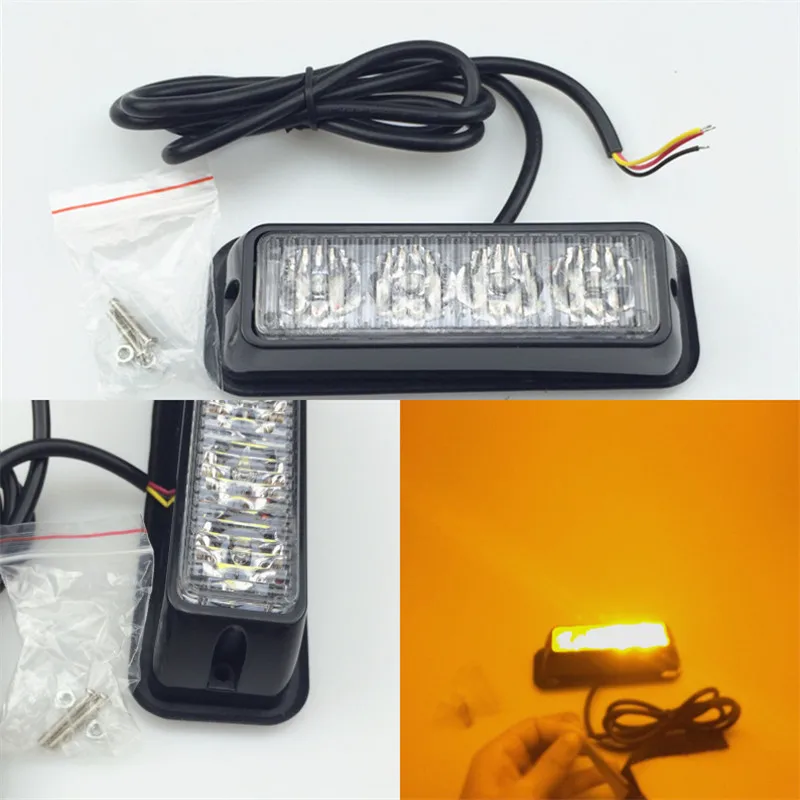 Надеясь 2xcar 4 LED Янтарный Водонепроницаемый аварийный Маяк флэш осторожно Strobe Light