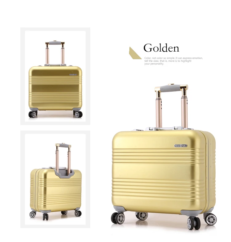 QiangHao, алюминиевый сплав, 18 дюймов, чемодан на колесиках, Дорожный чемодан с алюминиевой удочкой, Спиннер, колеса, багаж для переноски