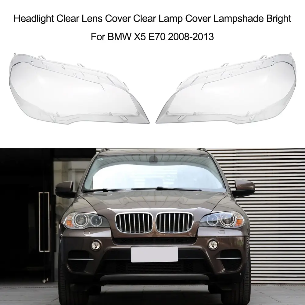 

Car Styling Headlight Clear Lens Cover Clear Lamp Cover Lampshade Bright For BMW X5 E70 2008-2013 Left and Rigt