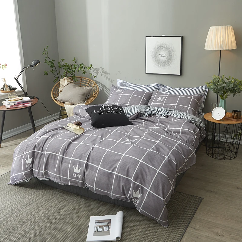 NIOBOMO 4Pcs/Set Strip Line Nordic Home Bedding Set For Bedroom Children Room Cover Sheet Pillow Cases | Дом и сад
