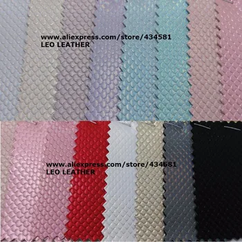 

Mermaid Fish Scales Leather, Synthetic Laser Holographic Tela Curero Leather with Radium Colors Embossed Stripes P733