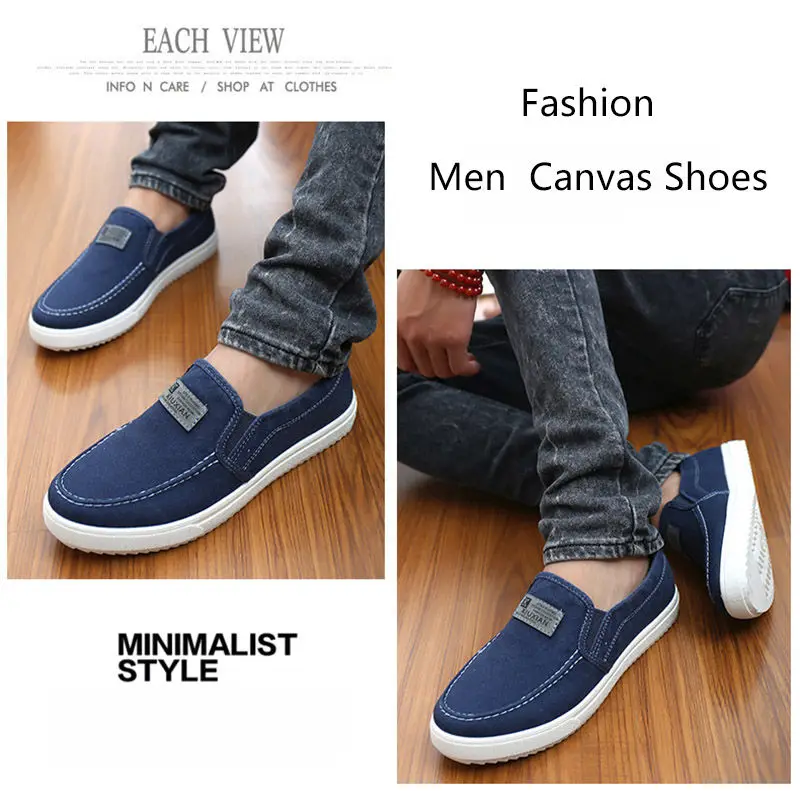 Merkmak Brand Canvas Casual Men's Shoes British Loafers Mens Flats Masculinos Comfort Driving Men Flats Footwear Shoes Drop Ship