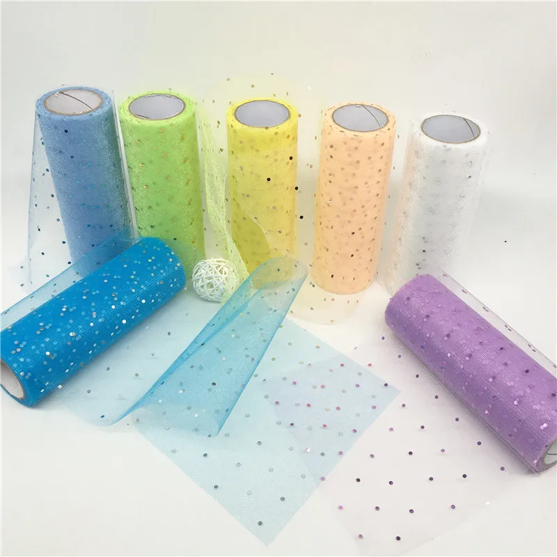 Glitter Sequins Tulle Roll 15cm 10Yards Fabric Spool Tutu Party Birthday Gift Wrap Wedding Decoration Christmas Event Supplies | Дом и сад