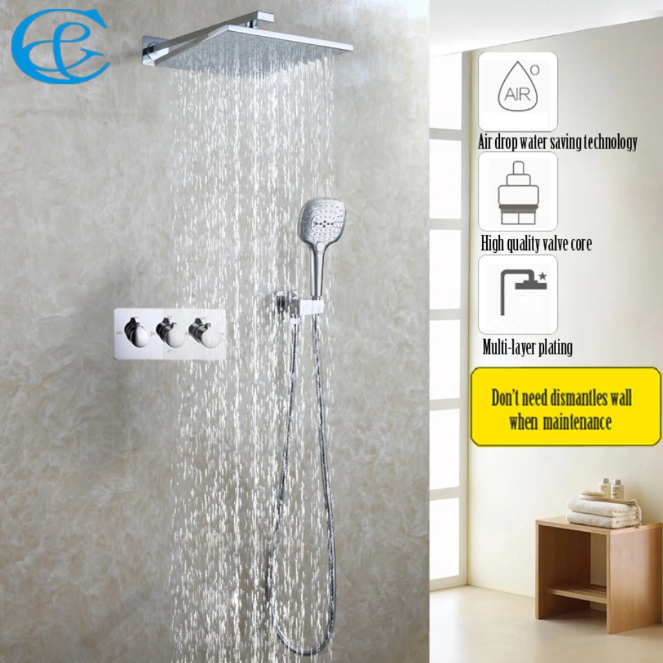 10" Air Drop Rainfall Shower Head Polished Chrome Bath & Shower Faucet