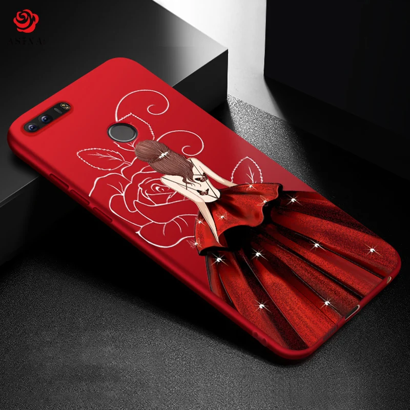 

ASINA Silicone Case For Huawei Honor 8x Case Beautiful Dress Pattern Cover For Huawei Honor 9 Lite 10 Lite Luxury Bumper Fundas