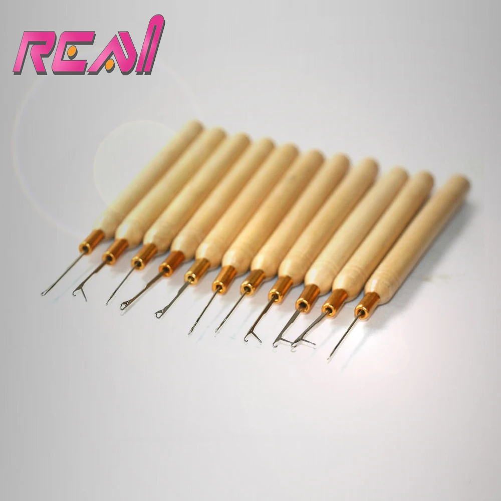 12pcs Micro Rings Loop Tool Hair Extensions Threader Pulling Needle used for I Tip Hair