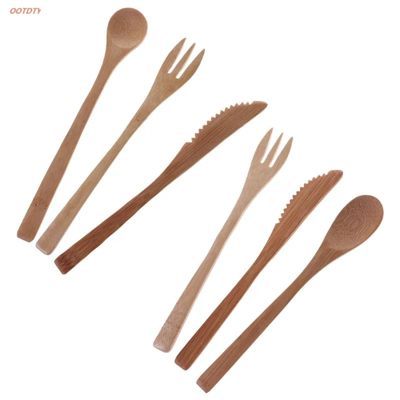 

3Pcs Bamboo Spoon Fork Knife Set Tableware Flatware Utensil Kitchen Utensils Hot