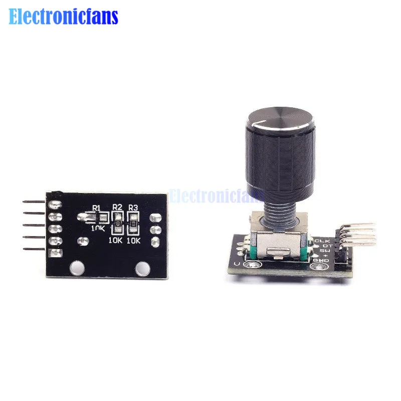 

KY-040 360 Degrees Rotary Encoder Module Brick Sensor Switch with 15×16.5 mm Potentiometer Rotary Knob Hole Cap For Arduino