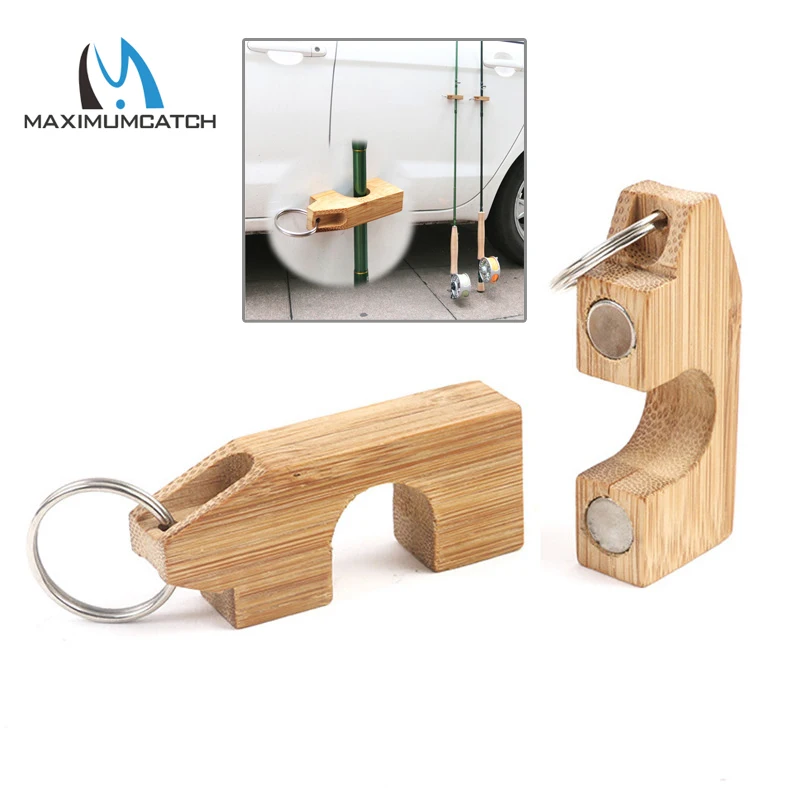 1pc wooden mini fly fishing rod rack holder magnetic