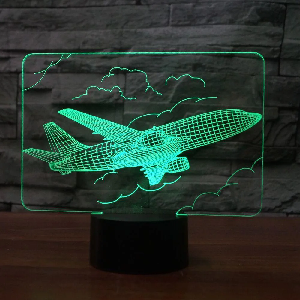 Ночник 3D с самолетом светодиодный сенсорный светильник дистанционным