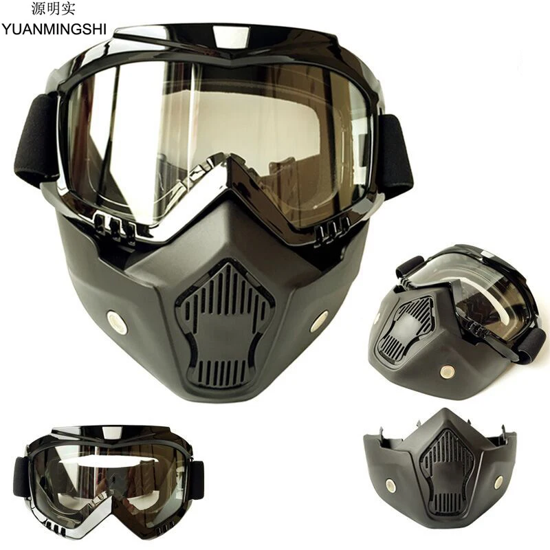 YUANMINGSHI Motocross Goggles Glasses Face Dust Mask With Detachable