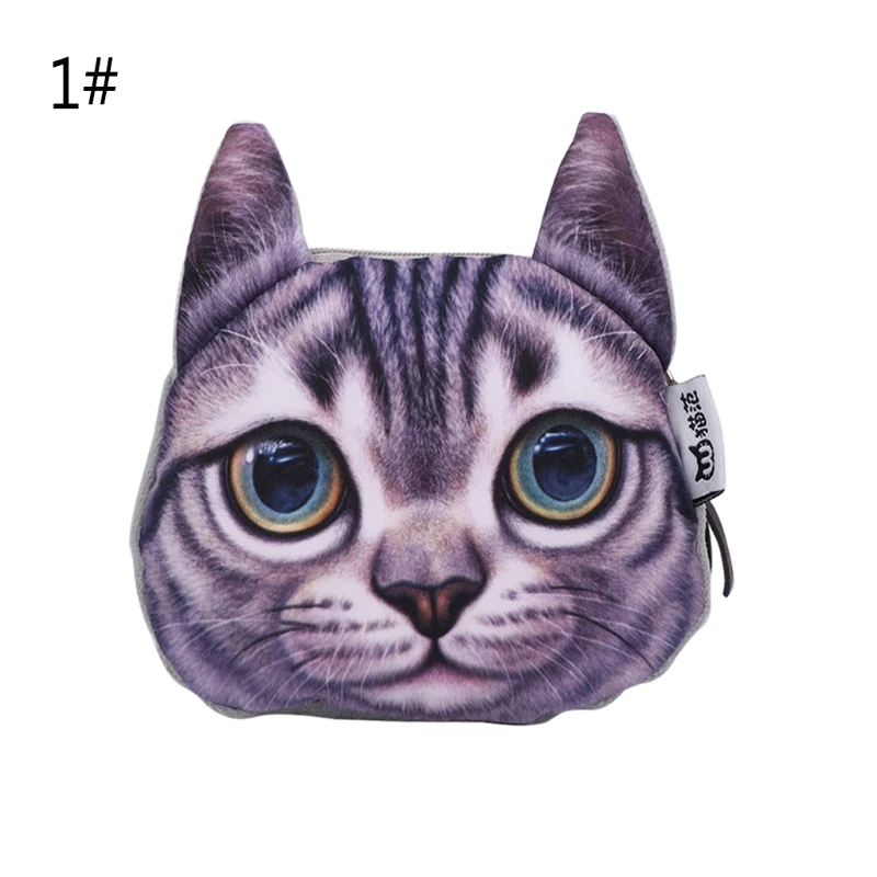 

1PC 3D Cute Wallet Bag Animal Face Zipper Mini Cat Dog Coin Purses Dog Purse