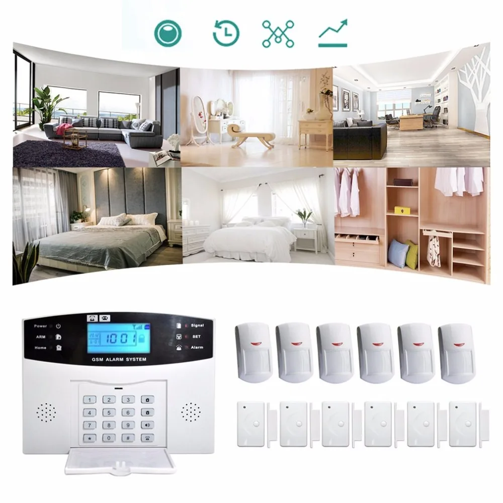 LESHP Security alarm set LCD Wireless Gsm Autodial Sms House Office Security Thief Intruder Alarm With Wireless Outdoor Siren