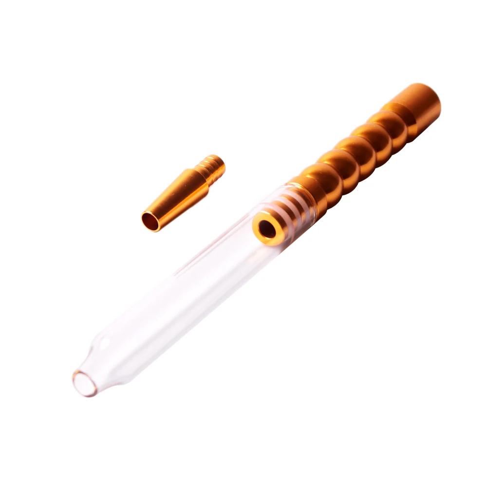 Hookah Aluminum Alloy Handle with Glass MouthPiece Hookah Hose Stem