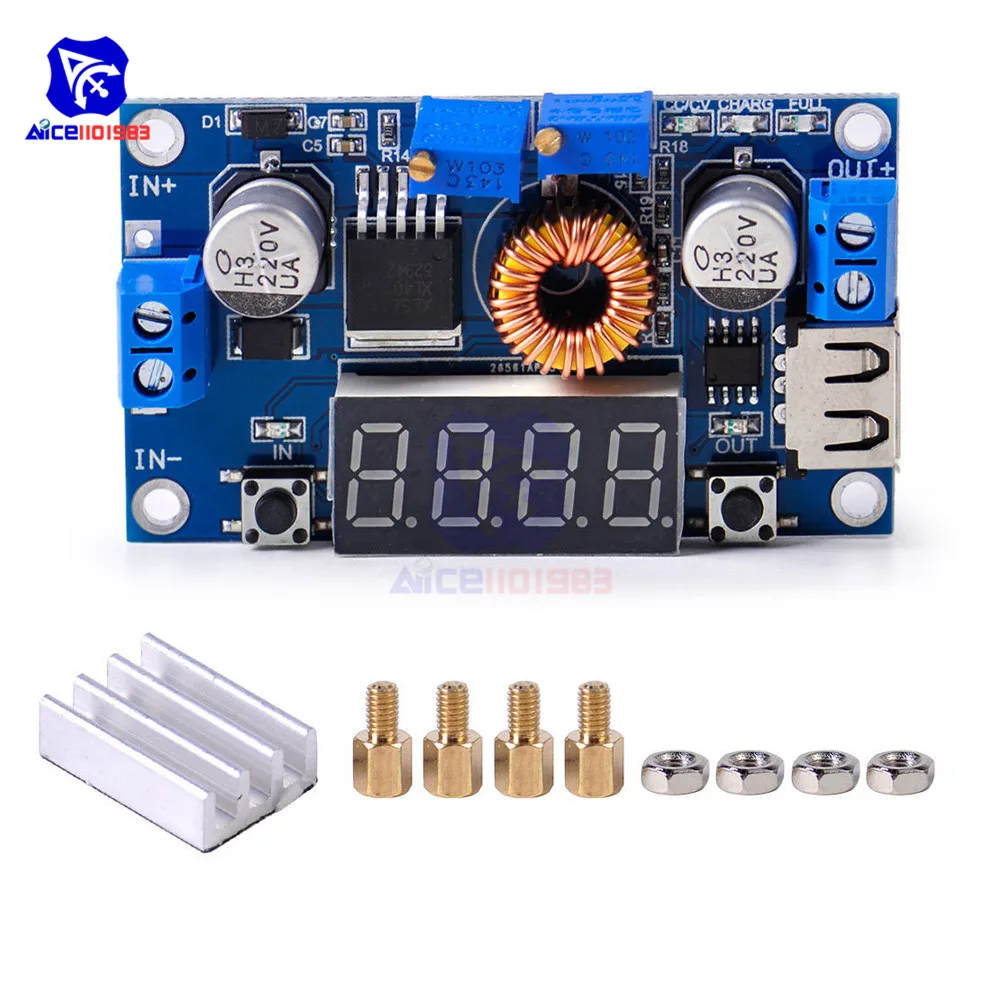 Регулируемый понижающий модуль заряда батареи 5A CC/CV светодиодный USB вольтметр