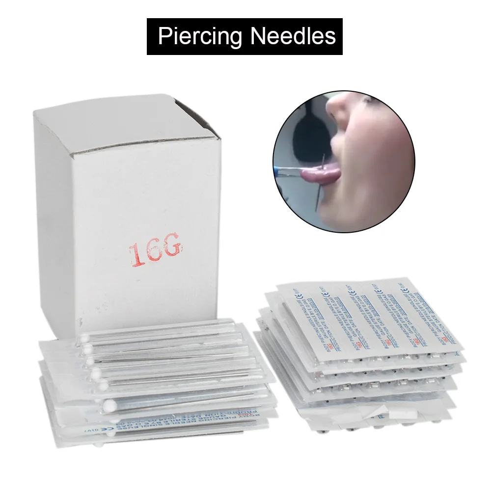 10pcs Surgical Steel Sterile 16G Body Tattoo Piercing Needles Gauge Tattoo Supply Agujas De Piercings Naalden