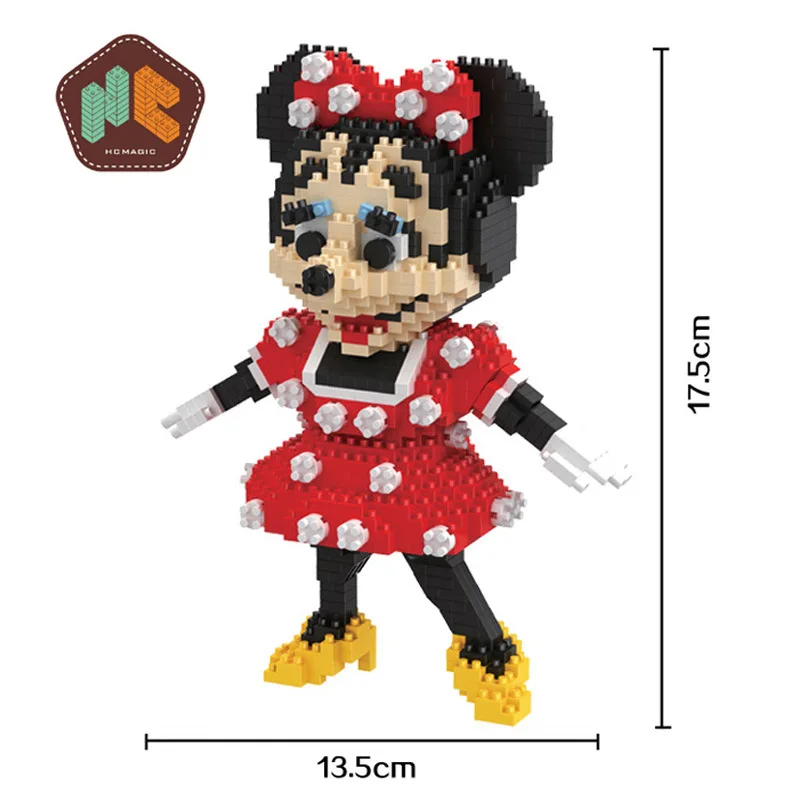 

HC 9054 1296Pcs Anime Series Minnie Mouse Cartoon DIY Magic Blocks Diamonds Building Block Toys Children Gifts