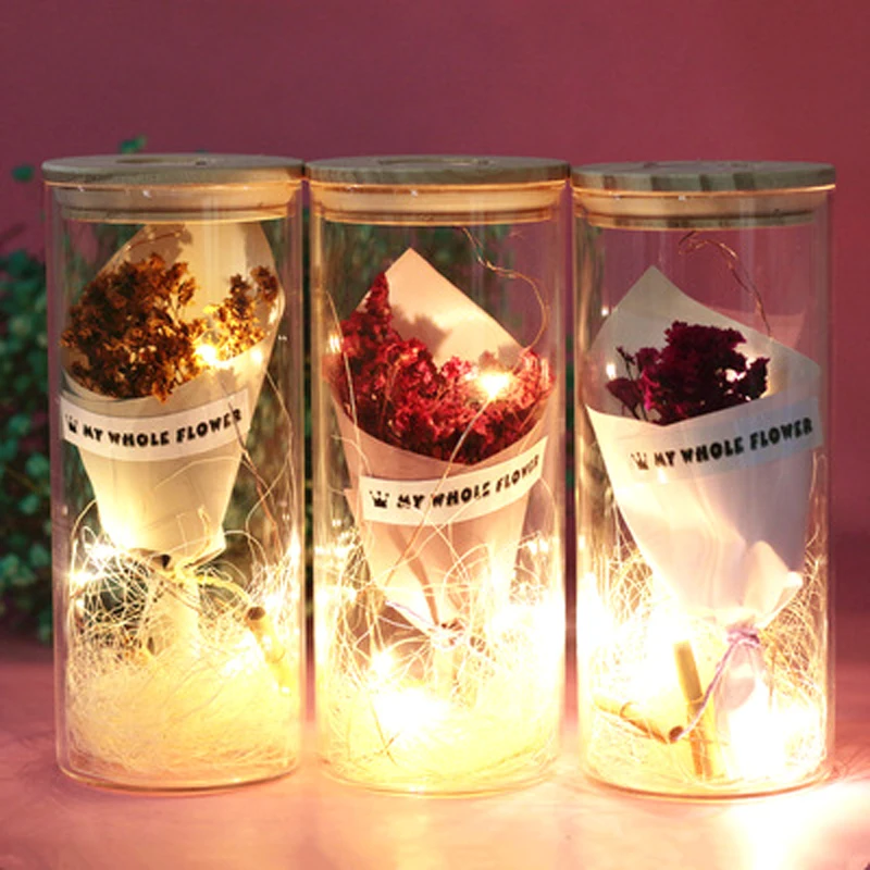 Creative beautiful LED night light, lavender bouquet with LED string