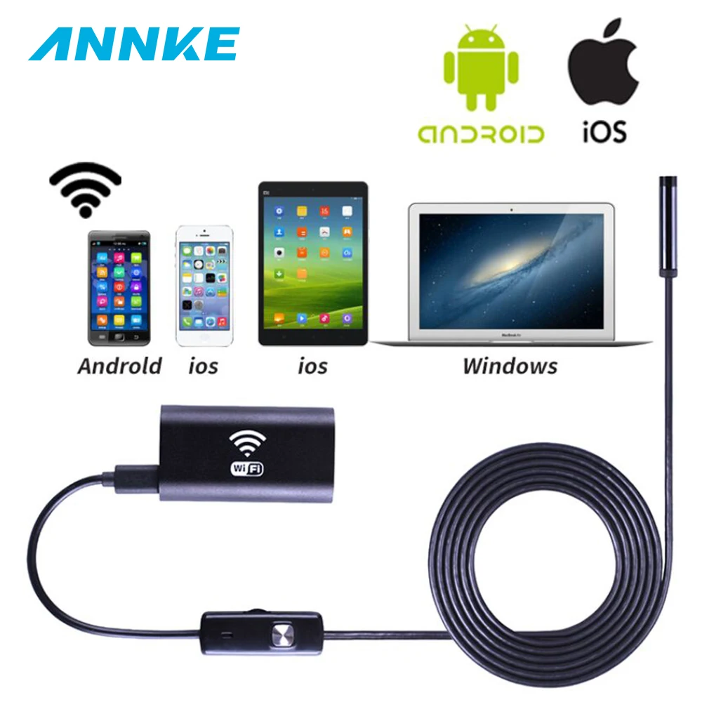 

1M 2M 3.5M 5M IOS Android Wifi Endoscope 8mm Lens 6 LED Waterproof Borescope Inspection Camera Snake Tube Pipe Mini Cameras
