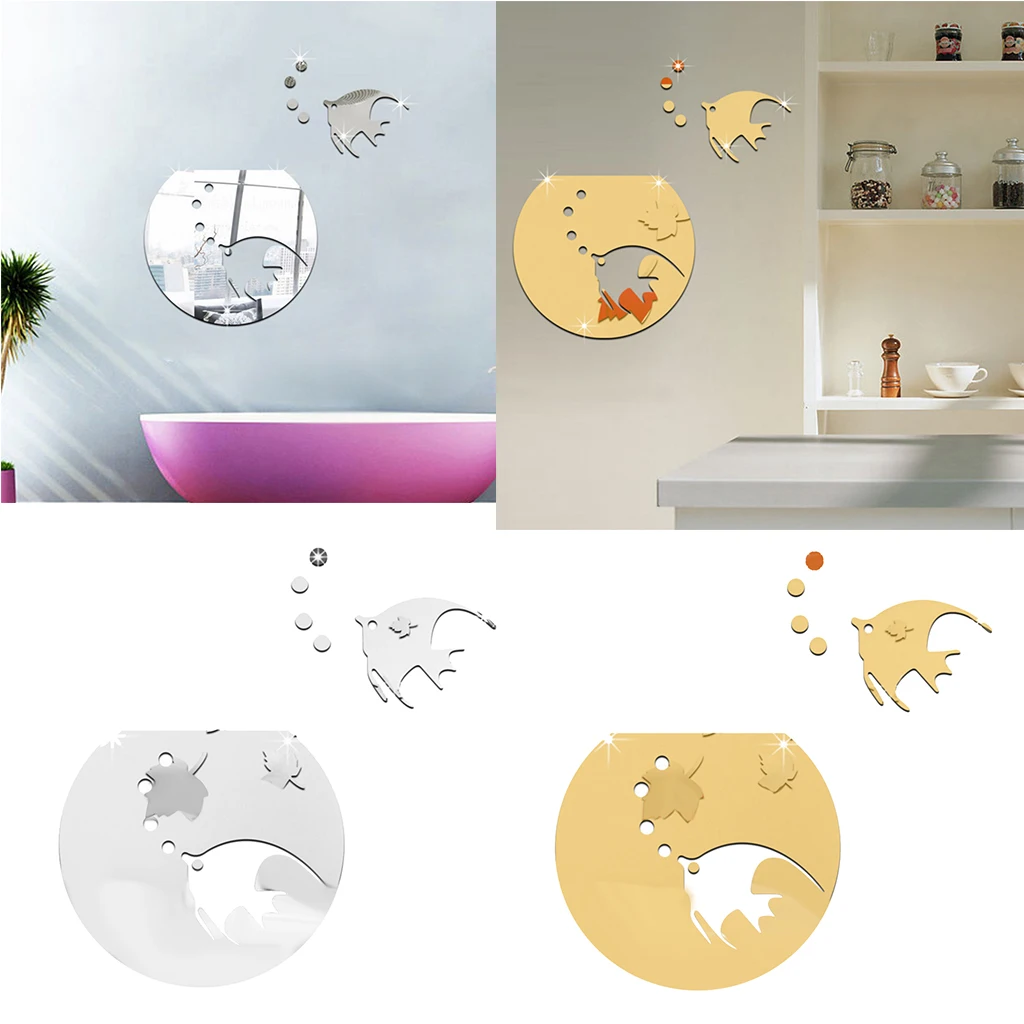 3d Fish Tank Wall Sticker Mirror Decor Wall Decal for Kids Room， Living Room， Bedroom， Kitchen， Bathroom， Entrance