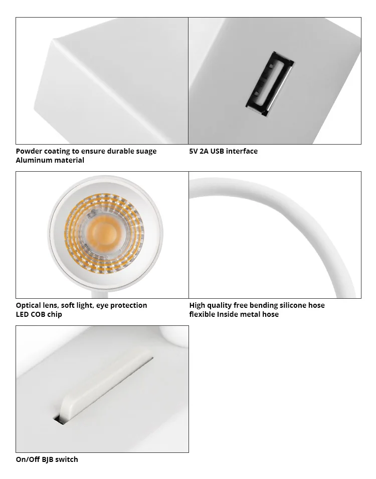 USB светодиодный настольная лампа 4 Вт Алюминий стене пятно света с гибким штативом отель Спальня настенный светильник