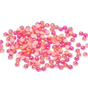 

3mm,4mm,5mm,6mm Rose Rainbow Flat back ABS round Half Pearl beads, imitation plastic half pearl beads
