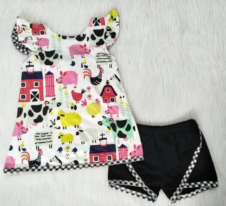 

2019 The most fashionable boutique farm girl suit back big butterfly design small flying sleeves girl suit