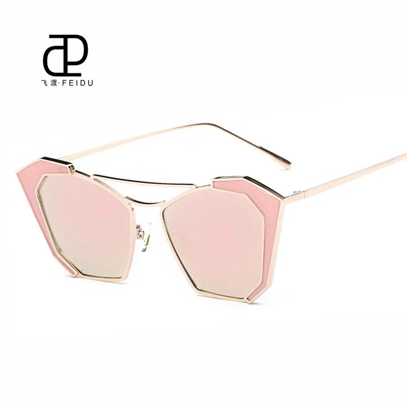 FEIDU ретро овальные Солнцезащитные очки женские брендовые дизайнерские винтажные модные зеркальные солнцезащитные очки без оправы Oculos De Sol Feminino - Цвет линз: Gold