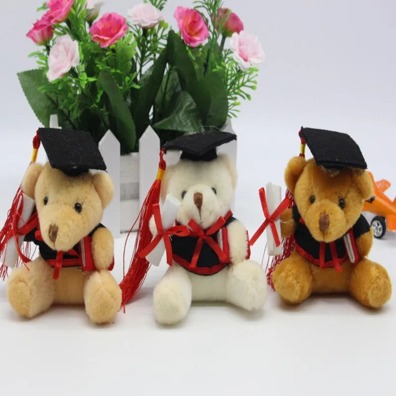 20pcs graduate teddy bears plush pendants,DIY animal bouquet toys key