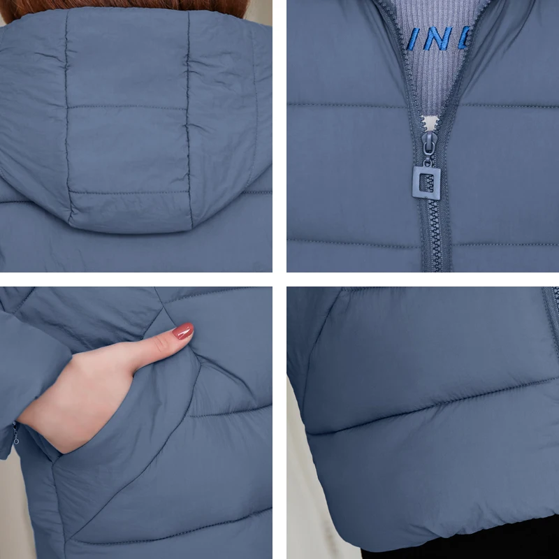 Women Winter Autumn Casual Jacket Black Red Stand Collar Padded Outwear Female Coat Short Parka Casaco Feminino
