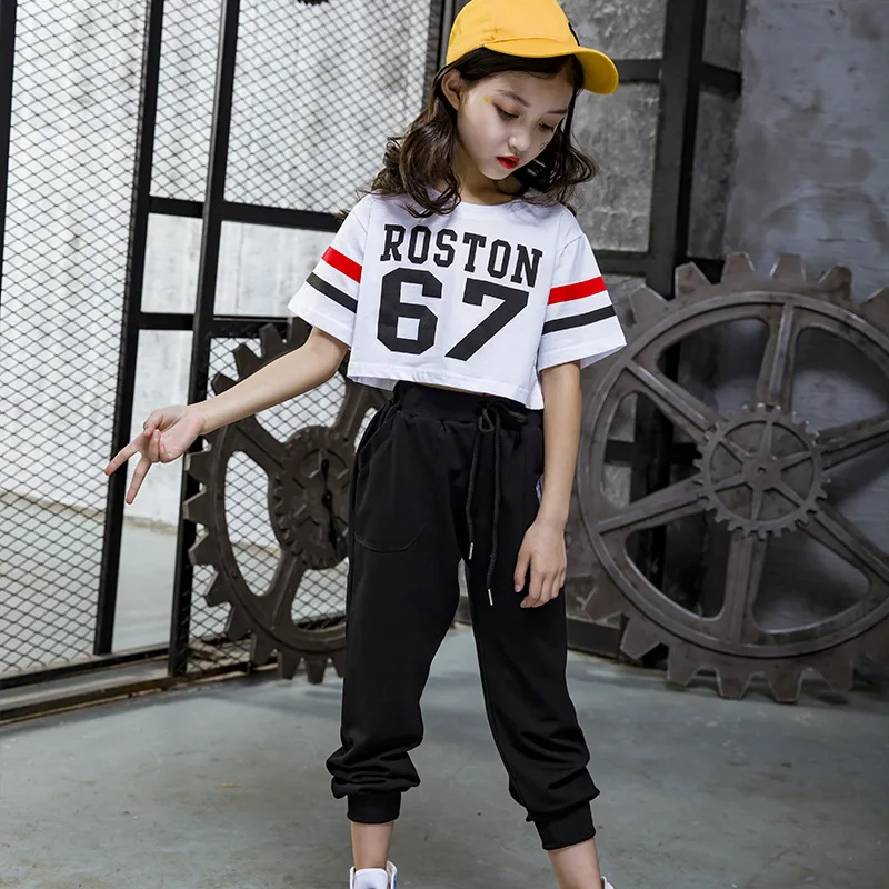 

Stage Jazz Hiphop Dance Costume School Students Dancers Hip Hop Clothes Children Pop Street Dance Wear Suit for Kids Boys Girls