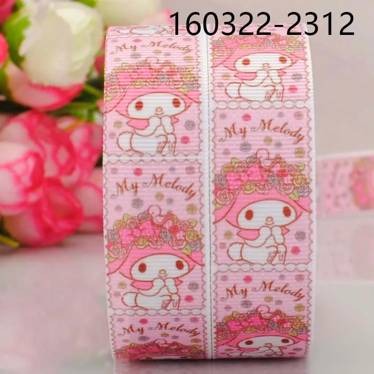 160322-2312 10 ярдов-разные размеры-японский мультфильм my melody лента напечатанная Grosgrain лента - Цвет: 160322-2312