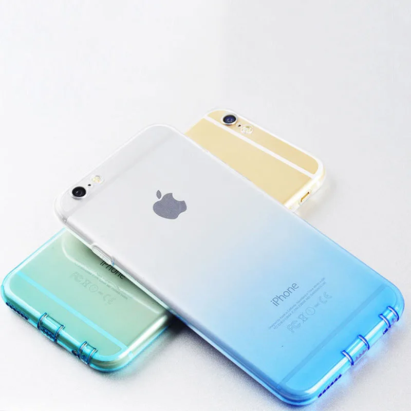 

Ultra Thin Cases Crystal Clear TPU Phone Cases For iPhone 6 6S Stylish Transparent Gradually Change Color For iPhone X 7 8 Plus
