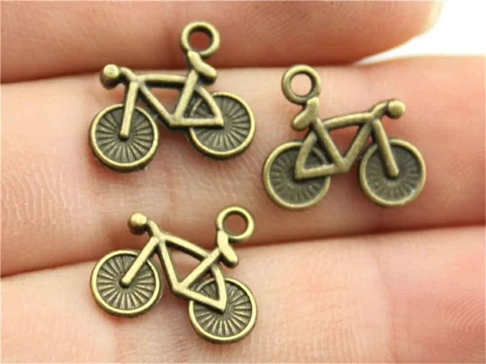 

WYSIWYG 10pcs 15x13mm Vintage Bike Pendants Charm For Jewelry Making Antique Bronze Color Small Bicycle Pendants Charm Bicycle