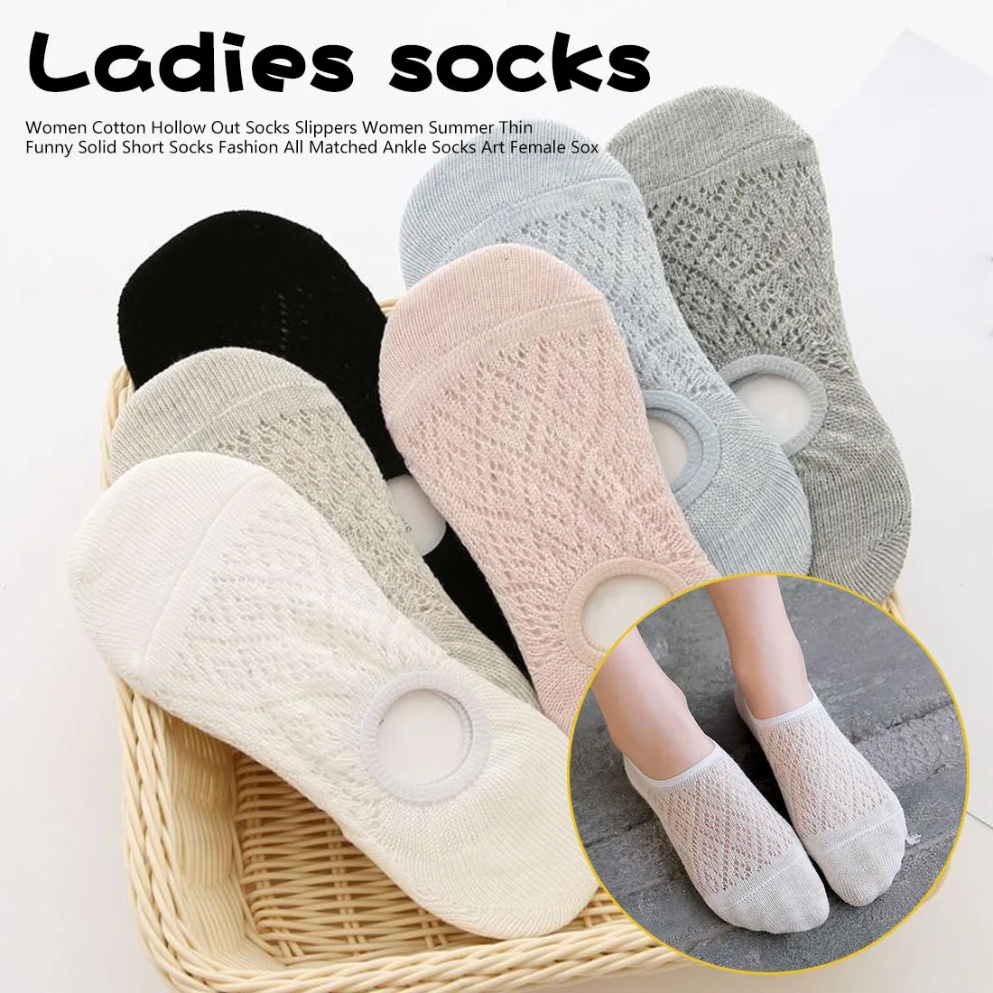 

Low Invisible Ankle Transparent Hollow Out Socks Spring Summer Style Woman Girls Short Boat Sock