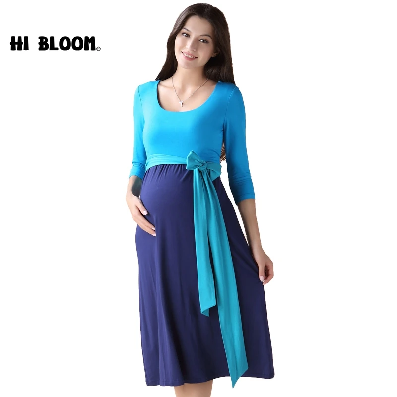 

HI BLOOM Maternity Clothes Elegant Maternity Dresses Casual Comfort Clothing For Pregnant Women Office Pregnancy Lady Vestidos